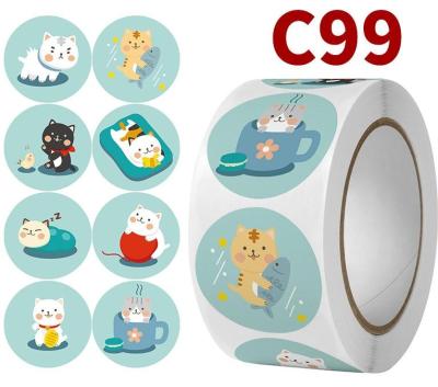 China Soft Waterproof+Eco-friendly Cat Cartoon Stickers Reward Stickers Student Labels Gift Labels Teachers Supplies School Nursery Fun Scrapbook Planner for sale