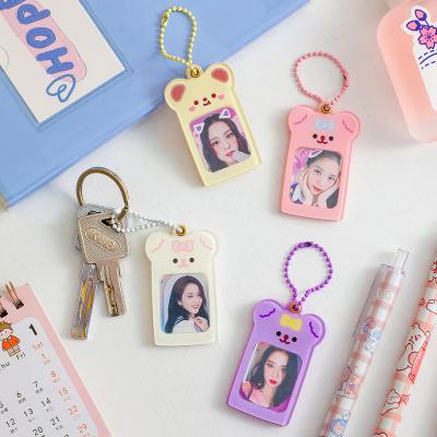 China Cute Europe Bear Photo View Key Chain Acrylic Photocard Holder Key Chain Charm for sale