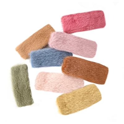 China Trendy Wholesale Winter Fashion Plush Hairy Single Hair Clips for sale