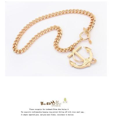 China Wholesale Fashion Gold Anchor Necklace Diamond Inlaid Anchor Necklace Jewelry Gold Necklace for sale