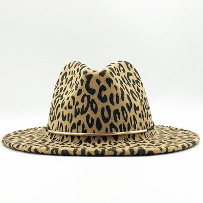 China Hot Selling Leopard Fedora Hats One Size Fedora Hats Women Leopard Printing 2021 Winter High Quality Hat Wholesale for sale