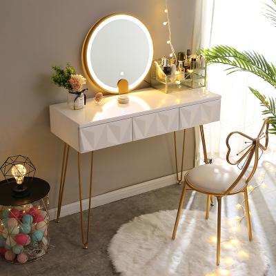 China Nordic simple light bedroom dresser furnitur with mirror drawer cosmetic table economical and luxury white vanity mirror dresser for sale