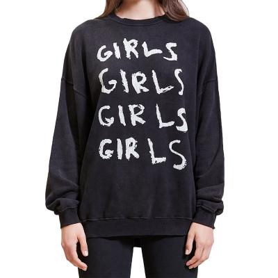 China Customized Breathable Crew Neck Letter Print Long Sleeves Cotton Plus Size Pullover Sweatshirt For Women for sale