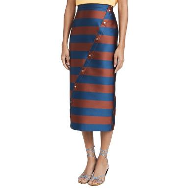 China Plus Size New Look Color Stripe Print Contrast Midi Shift Skirt For Women for sale