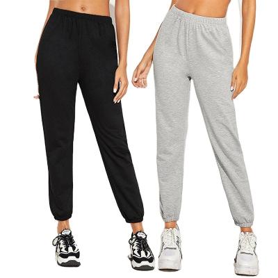 China Plus Size Clothing Manufacturers Fashion Elastic Waist Solid Cotton Sport Jogger Pants For Women for sale