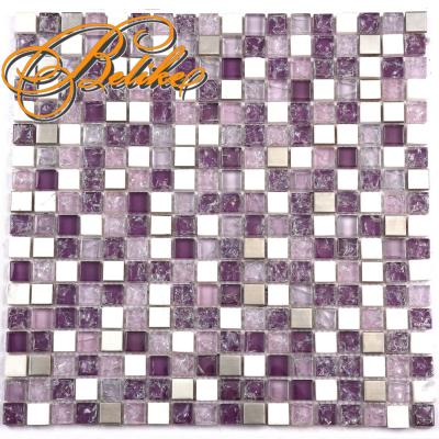 China Modern Stock Glass Mosaic Charm Home Decor Purple Wall Cladding Tiles Backs Lap Outlined Wall Kitchen Bathroom Interior Design for sale