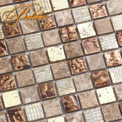 China Retro Resin Marble Mosaic Tile Wall Covering Design Retro Splatter Classic Style Vintage Brown Interior Back Home Decor for sale