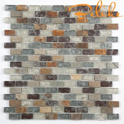 China Vintage Retro Country Style Glass Mosaics Frosted Glass Slate Stacked Walls Cladding Featured Backsplash Bath Wholesales Promotion for sale