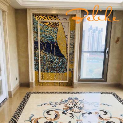 China Parquet Hand Cut Mosaic Wall Tiles Abstract Glass Murals Home Decor Background Setting Pattern Antique Rome Middle East Luxury Styles for sale