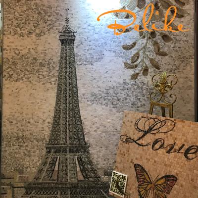 China Parquet Customized Designs of Paris Glass Tower Pictures Murals Modern Luxury Hand Cut Mosaic Wall Slab Mosaic Marble Decorative Pattern for sale