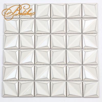 China Unique Exquisite Design Arabesque Design Ceramic Outlined 3D Square Mosaic Penthouse Villa Penthouse Decor Ceramic Wall Silhouette Hot Sale for sale