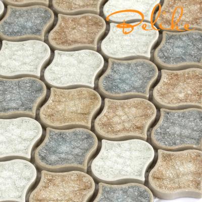 China Colorful Housing Decorational Art Design Backsplash Lantern Background Mixed Arabesque Ceramic Style Slab Wall Parquet Ice Crack Mosaic for sale