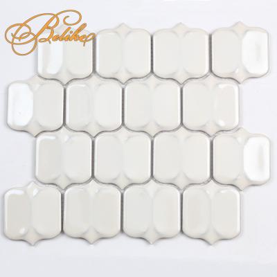 China Exquisite minimalist 3D lantern style arabesque design ceramic mosaic tiles wall cladding home decor splash back bathroom housing for sale