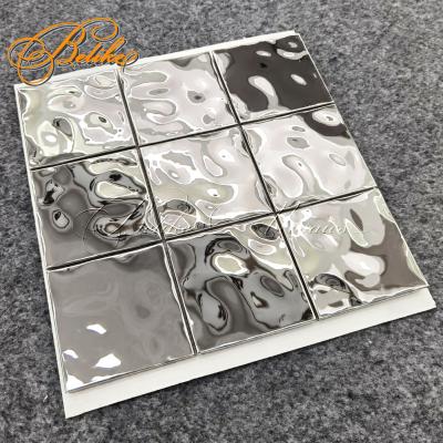 China Europe 3D Wavy Profile Metal Mosaic Tile Opulent Penthouse Foreground Ceiling Splendor Design Opulent Penthouse Decor Steel Backsplash Home Backsplash for sale