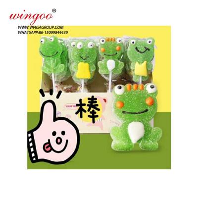 China Wholesale Cute Cartoon Frog Normal Shape Jelly Candy Gummy Lollipop for sale