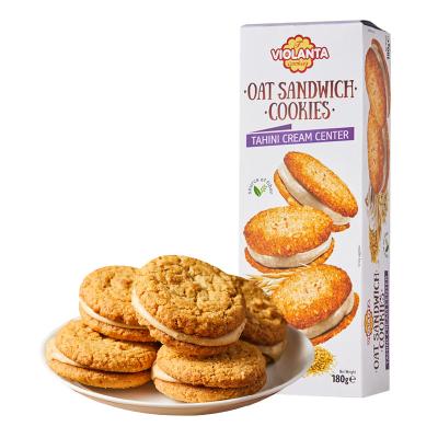 China Wholesale Cream Center Low-Sodium Tahini Cookies Oatmeal Sandwich Cookies Oat Filling Cookies for sale