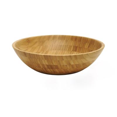 China Sustainable Large Wooden Salad Fruit Bowl Natural Round Bamboo For Kitchen for sale