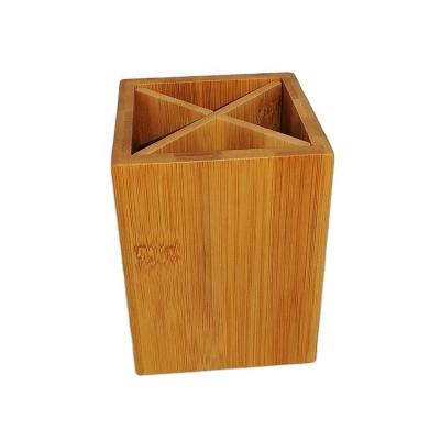 China Eco-friendly Square Bamboo Pen Stand Student Desk Simple Wooden Storage Cabinet And Stand Student Office Supplies for sale