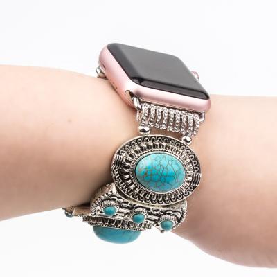 China Gems & Green Stones Turquoise Jewelry For Apple Watch Bands Vintage Metal Style National Strap Bands For iwatch 38mm 42mm 40mm 44mm for sale