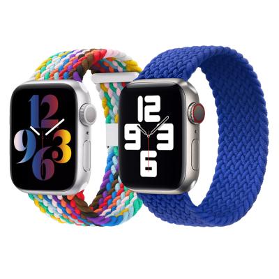 China Loop Rubber Braided Solo Band For Apple Watch 6/SE Sport Strap For Apple Watch 38/40/42/44mm Stretch Nylon Weave Bands for sale