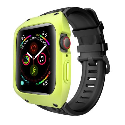 China 2019 newest silicone rubber band with case for iwatch4 apple watch strap for sale