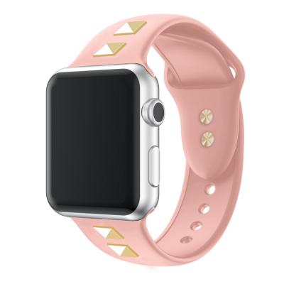 China Rivet silicone rubber band for apple watch series4/3/2/1 40mm 42mm 44mm sports strap 38mm for sale