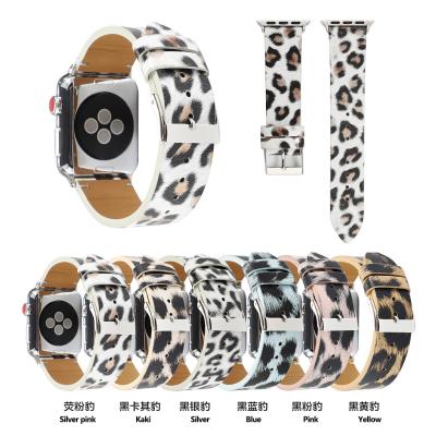 China Leopard Leather Copy For Apple Watch Leather Band Leather Strap 38mm 40mm 42mm 44mm iwatch5 iwtach4 iwtach3 for sale