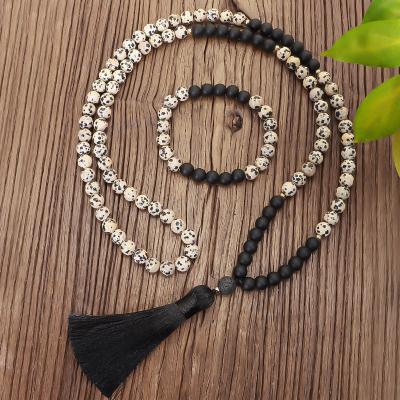 China New Yoga Tassel Necklace Clothing FASHIONABLE Muslim Series Accessories 108 Mottled Stone Bracelet Necklace Set for sale