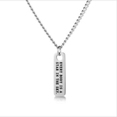 China Popular Hiphop Finish Vertical Bar Good Quality Matte Titanium Steel Diy Engraving Cut Out Edge Pendants For Necklace for sale