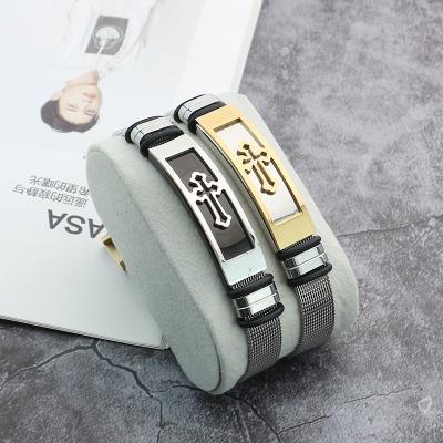 China Hiphop Fashion Design Mens Jewelry High Quality Men's Bracelets Stainless Steel Bracelet With Soft Adjustable Bangle for sale