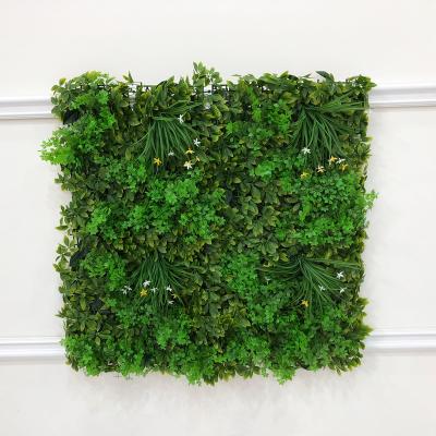 China Indor Decoration Indoor Grass Plant Artificial Plastic Vertical Panels Leaves Green Wall Artificial Plant System For Decoration Plant for sale