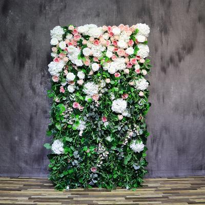 China Wholesale 3D Rose Artificial Plants Wall Wedding Flower Floral Wall Backdrop for sale