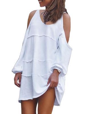 China Europe and America Viable Round Sleeve Border Bat Round Sleeve Loose Off-the-Shoulder Neck T-Shirt Plus Size Women's Dress for sale