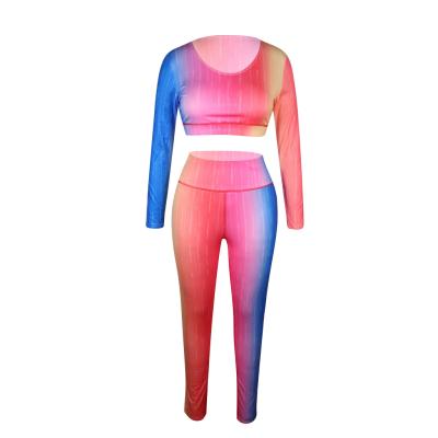 China Autumn And Winter breathable 2021 European and American hybrid printing yoga pants set two-piece positioning printing for sale