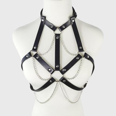 China HUOM Sex Love Fashion Leather Shackle Clothing Amusement Shack Equipment SM Adult Clothing Accessories Chains Clothing for sale