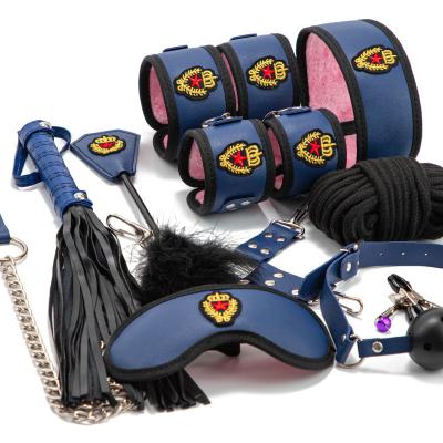 China HUOM love bondage cos policewoman sex ten-piece female costume designed for women chinese bdsm fetish bondage restraints metal for sale