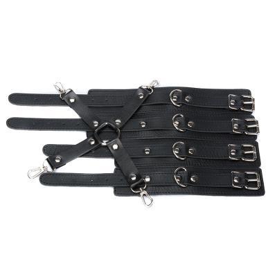 China Sex Love HUOM Leather Chinese Foot Cross Cuff Handcuff Bdsm Fetish Bondage Restraints Metal For Love BDSM Adults for sale