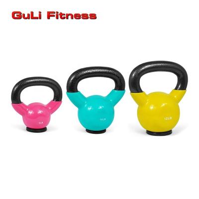 China Dip Guli Kettlebell Fitness Durable Vinyl with Rubber Stand Customized Competition Workout Cast Iron Kettle Bell with Rubber Base for sale