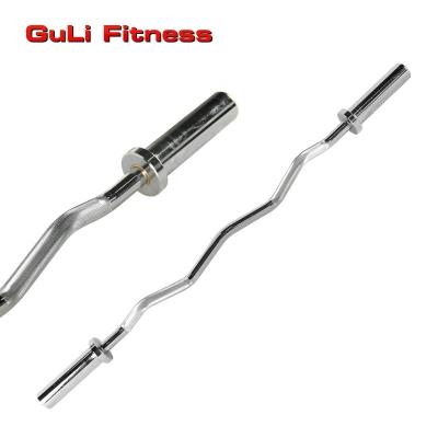 China Universal 1.2M Weightlifting Steel Curved Grip Barbell OB47C Tricep EZ Loop Solid Weightlifting Bar for sale