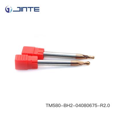 China HRC58 Bronze Coating 4mm Carbide Ball Nose End Mill Cutting Tool For Steels And Cast Iron for sale