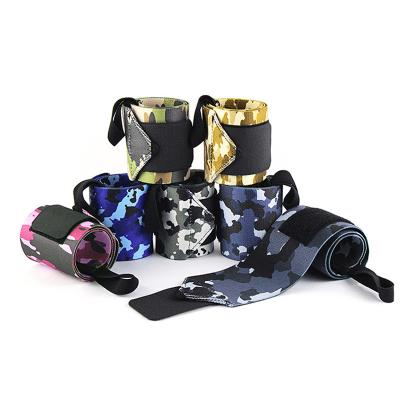 China Custom Basketball Logo Camouflage Wrist Wraps Brace for Fitness Weightlifting Hand Support Home Gym for sale