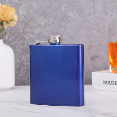 China Art Decor 304 Stainless Steel Metallic Pearlized 6 Ounce Assorted Colors Painted Hip Flask Blue Red Pink for sale