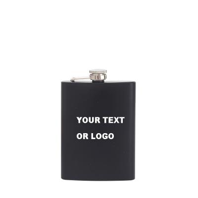 China Art Decor OEM Laser Engrave Metal Hip Matte Black Empty Steel Flask for sale