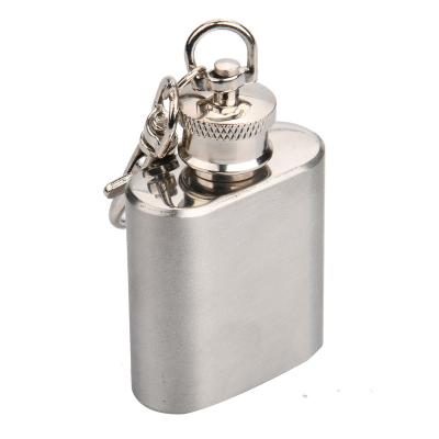 China Art Decor Mini Hip Liquor Flask with Key Chain 1 Ounce Stainless Steel Flask for sale