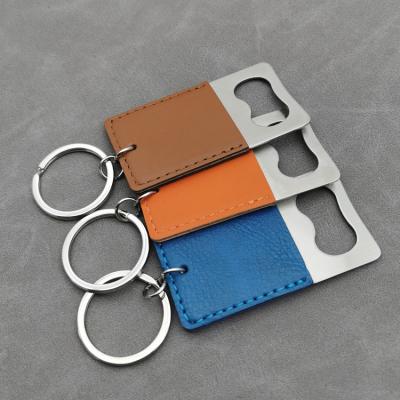 China Wholesale Groomsmen Gift Stocked Personalized Bottle Opener Key Chain Customize Leather Engraved Bottle Opener for sale