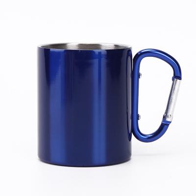 China Art Decor Good Quality Handle Stainless Steel Coffee Travel Mug Wholesale 220ml 300ml 350ml Carabiner for sale