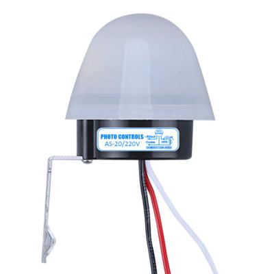 China Use for Lighting AS-20 Outdoor Waterproof Sensitive Automatic Photoelectric Switch Photocell On/Off Street Light Controls DC12V AC110V 220V 10A for sale