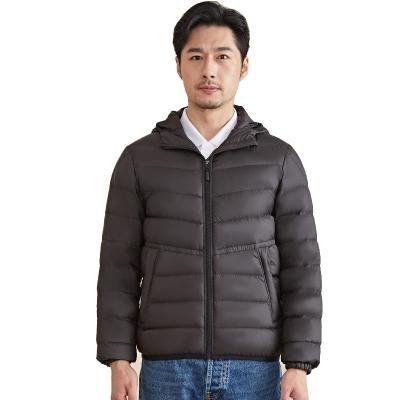 China Winter Viable High Quality Mens Windproof Duck Down Jacket Plus Size Hooded Zipper Stripper Jackets For Men for sale