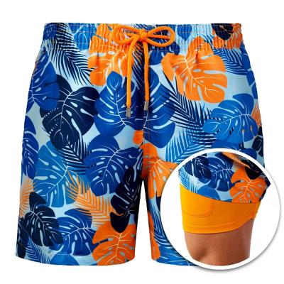 China wholesale Anti-wrinkle quick dry running gym sweat mens fitness shorts sublimation pattern two in one mens beach shorts for sale