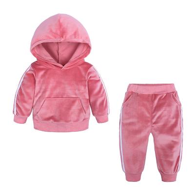 China Anti-pilling new design cotton fleece sports unisex boys and girls two pieces casual hoodies and pants set for kids for sale